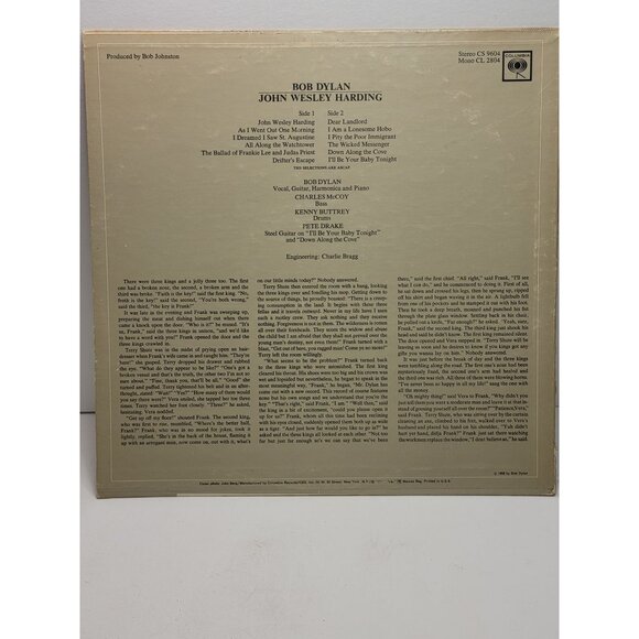 Bob Dylan John Wesley Harding Columbia Original 1967 LP Vintage Vinyl Records - Picture 2 of 6